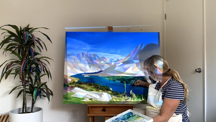 Elyse Dodge Painting a Geometric Acrylic Landscape