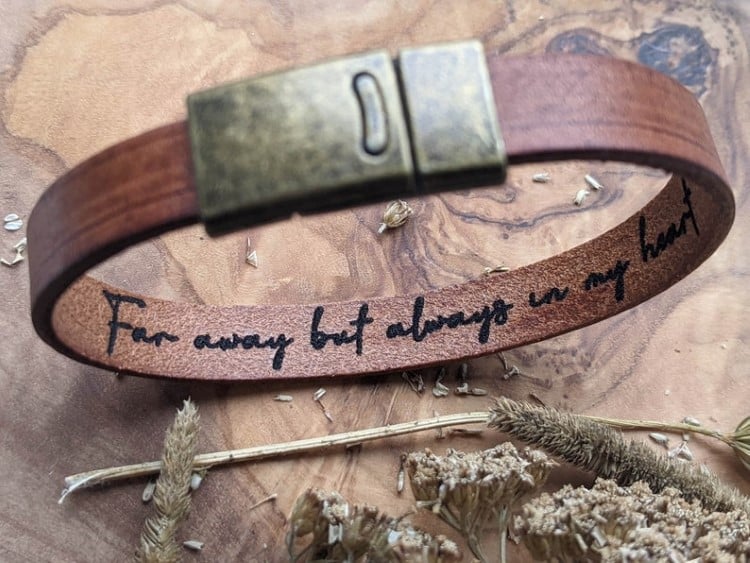 Personalized Leather Bracelet for Him