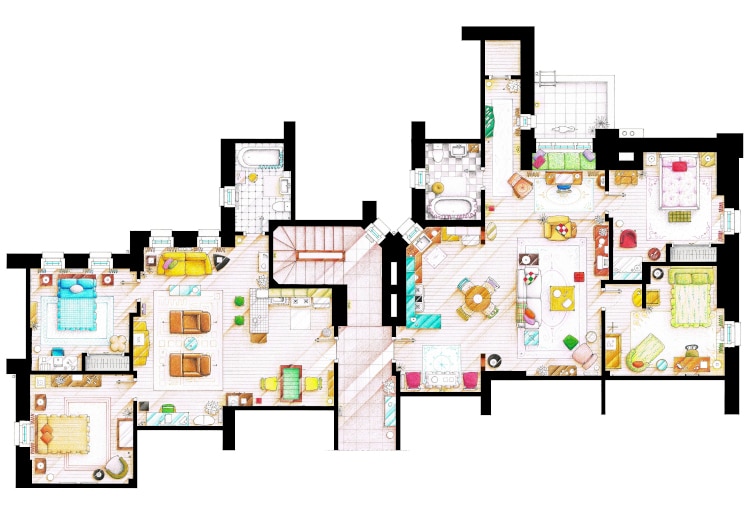 floorplan from the Friends apartment by Iñaki aliste lizarralde