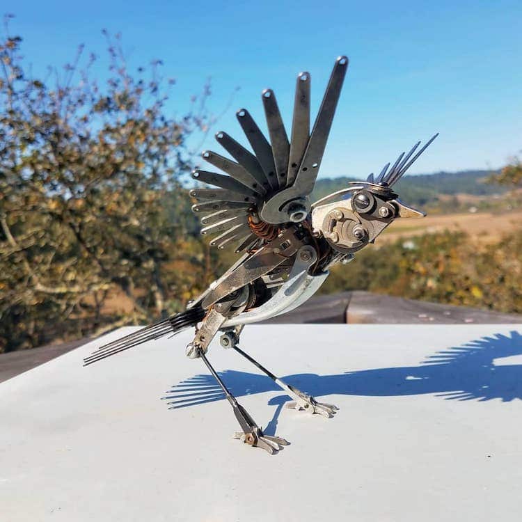 Bird Sculpture Created from Typewriter Parts