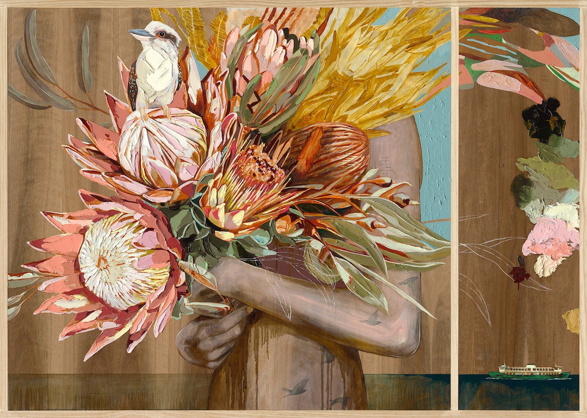 Peinture portrait fleurs par Jessica Watts