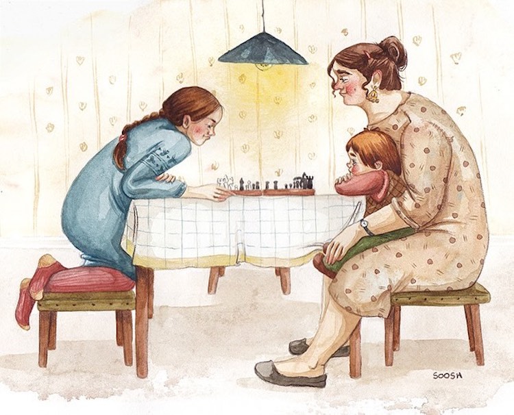 Watercolor Illustrations of Family by Soosh