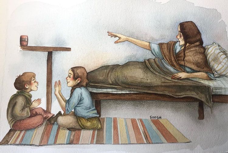 Watercolor Illustrations of Family by Soosh