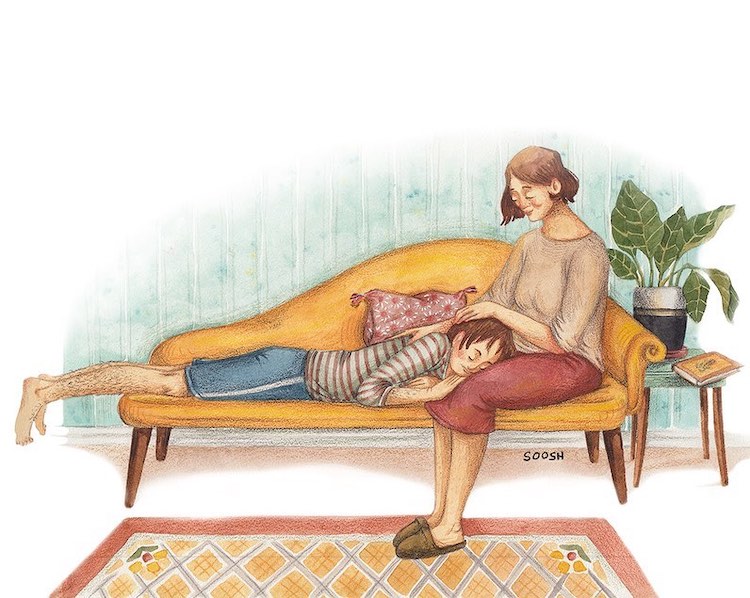 Watercolor Illustrations of Family by Soosh