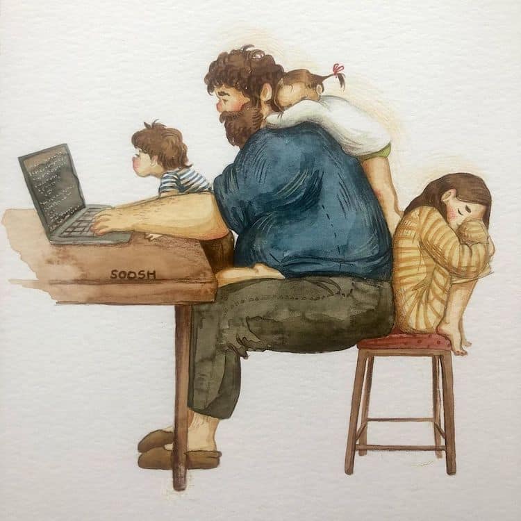 Watercolor Illustrations of Family by Soosh